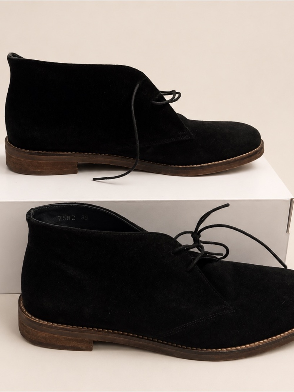 Aldo Black Suede Men's Chukka Boots with Brown Stacked Sole